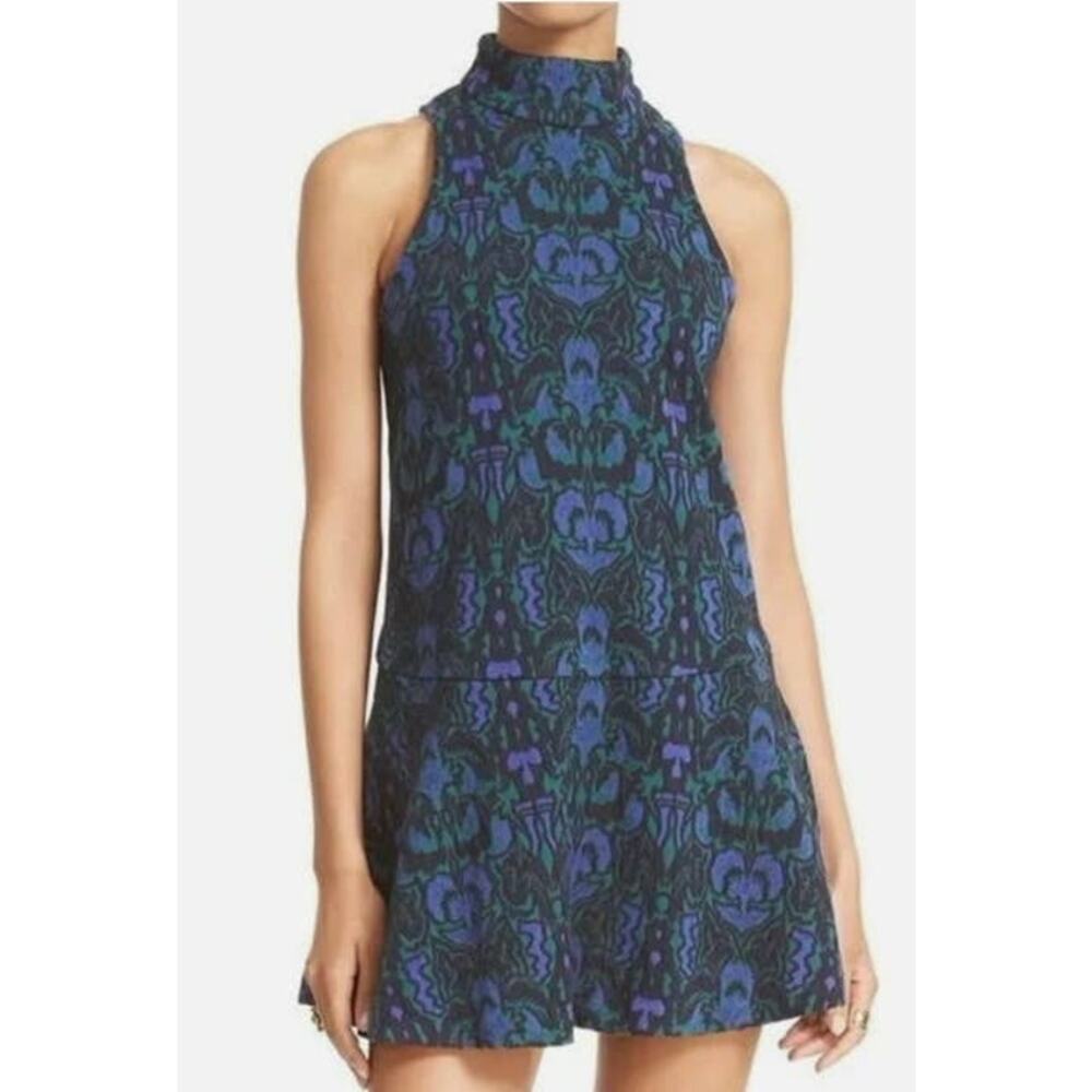 Free People Women's Amelia Sleeveless Mock Neck Jacquard Knit Dress Size Small